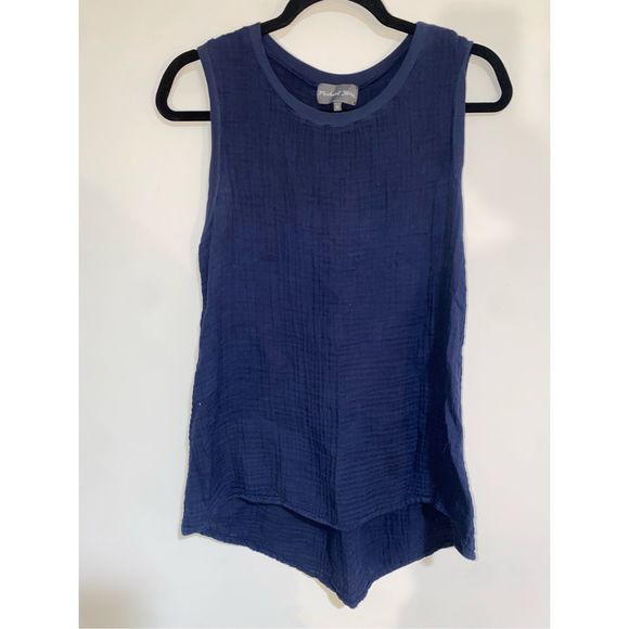 Anthropologie Michael Stars Coastal Top in Navy Blue, Crinkle Tank, Size Medium - Picture 1 of 10